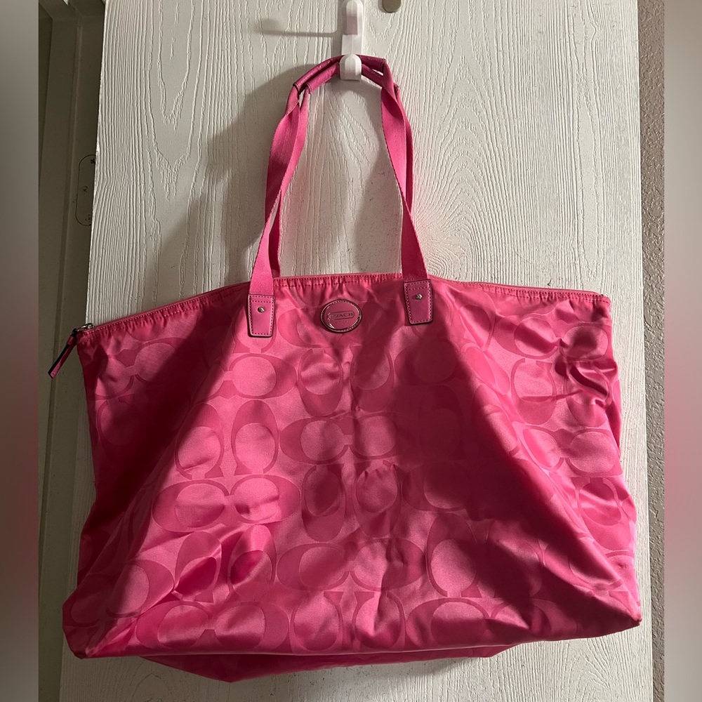Coach Signature Large PINK Weekender Tote Bag